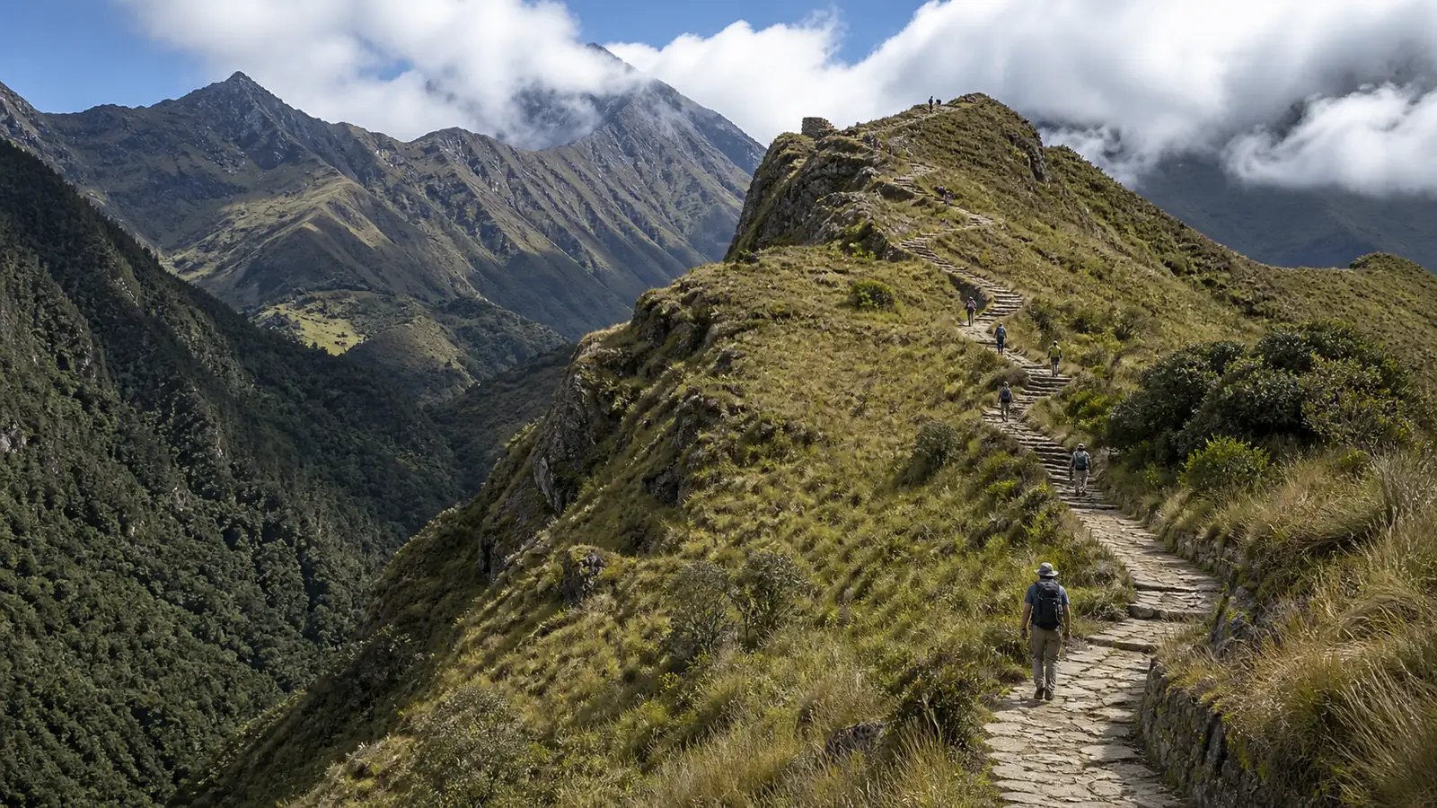High Andean trail showing the major elevation changes of the Inca Trail