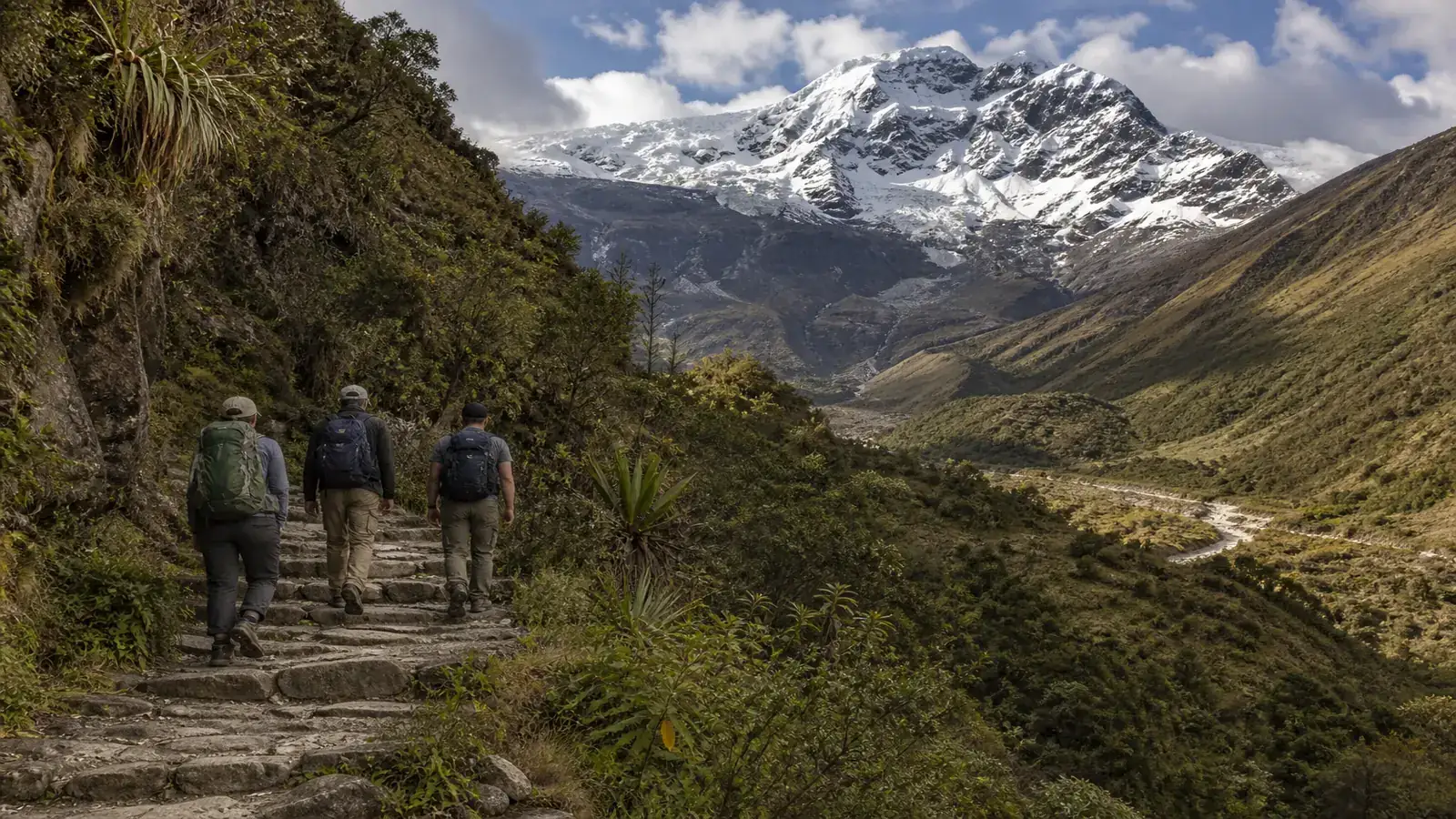 Transition from an Inca stone trail and cloud forest to the alpine Salkantay route